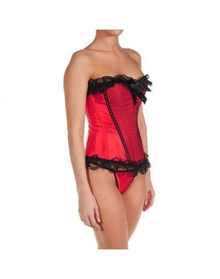 CORSET LENCERIA CON VOLANTES ROJO VIBRASHOP