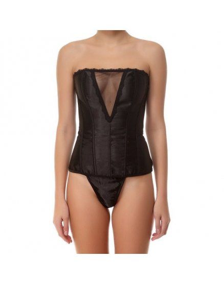 CORSET CON TRANSPARENICAS EN ESCOTE NEGRO VIBRASHOP