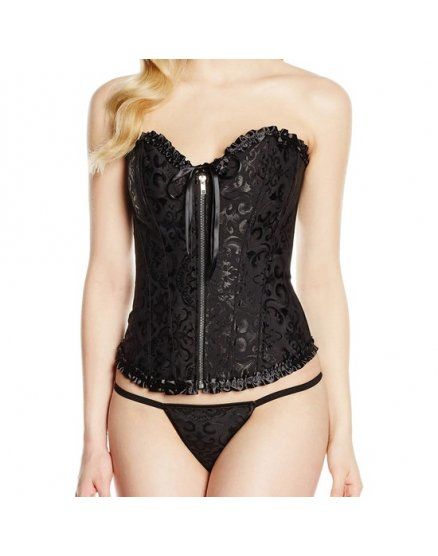 CORSET LENCERIA ESTAMPADA CON LACITO NEGRO VIBRASHOP