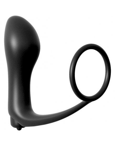 PLUG ANAL VIBRADOR CON ANILLO PARA EL PENE NEGRO VIBRASHOP