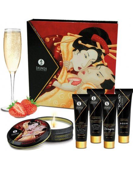 KIT ACEITES MASAJES SENSUAL VINO ESPUMOSO SHUNGA VIBRASHOP