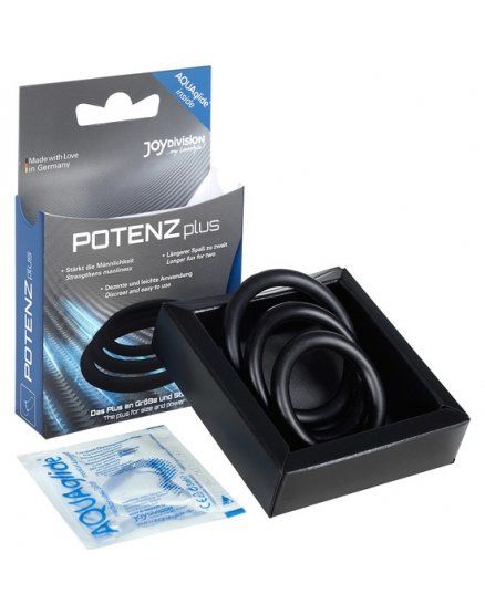 KIT DE 3 ANILLOS PARA EL PENE POTENZ (S, M, L) NEGROS VIBRASHOP