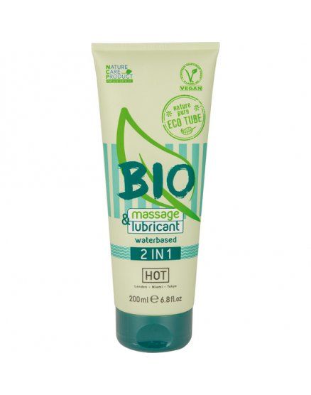 HOT BIO MASAJE Y LUBRICANTE NATURAL 2 EN 1 200 ML VIBRASHOP