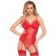 LEG AVENUE BODY SHEER LACE CON LIGUEROS ROJO VIBRASHOP