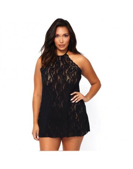 Vestido lingerie chemise negro VIBRASHOP