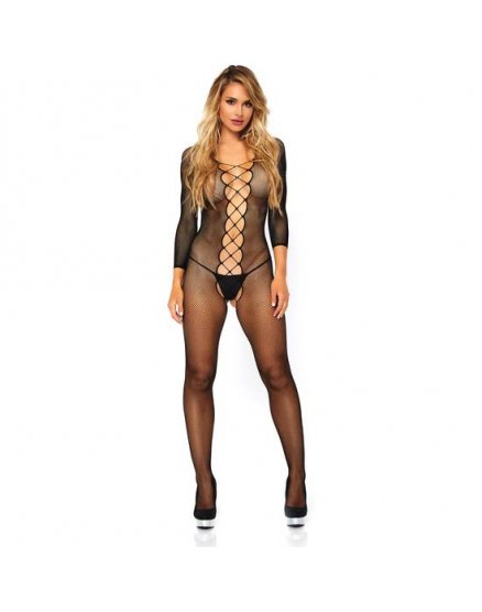 Body lingerie enterizo malla negro Vibrashop