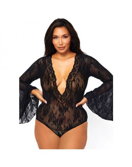 Body lingerie mangas campana negro Vibrashop