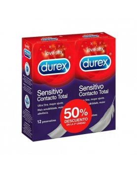 DUREX DUPLO PRESERVATIVOS SENSITIVO CONTACTO TOTAL, 2X12UDS VIBRASHOP