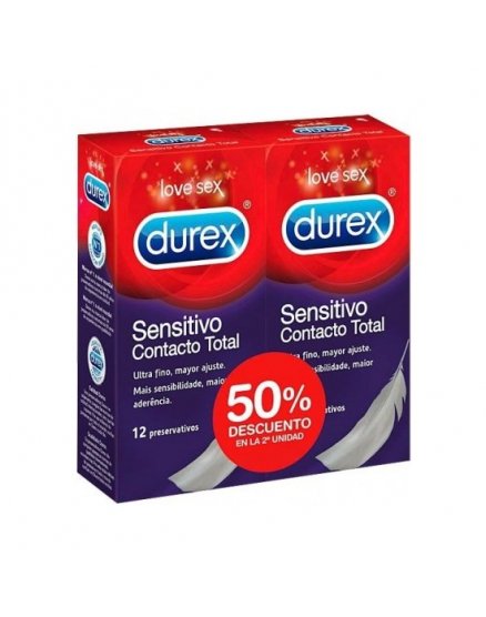 DUREX DUPLO PRESERVATIVOS SENSITIVO CONTACTO TOTAL, 2X12UDS VIBRASHOP