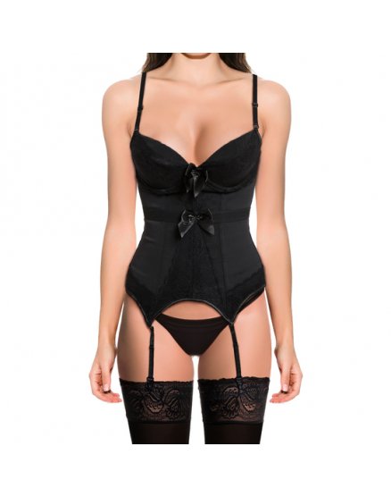 CORSET DOUBLE LACED NEGRO VIBRASHOP