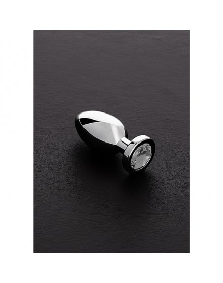 JEWELED PLUG METÁLICO PEQUEÑO CON PERLA TRANSPARENTE VIBRASHOP