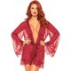 BATA TRANSPARENTE CON ENCAJE Y TANGA - ROJO VIBRASHOP