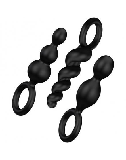 SATISFYER PACK 3 PLUGS SILICONA NEGRO VIBRASHOP