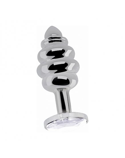 LOVE PLUG DE ESPIRAL Y DIAMANTE 9,5 CM PLATA VIBRASHOP