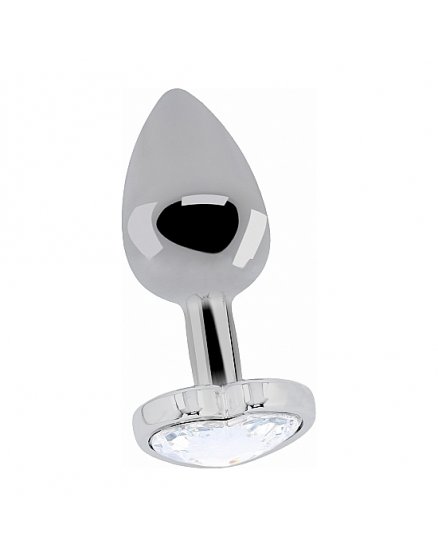 LOVE PLUG DE CORAZON Y DIAMANTE 9,5 CM PLATA VIBRASHOP