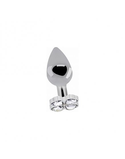 LOVE PLUG DE TREBOL DE DIAMANTE AZUL 7 CM PLATA VIBRASHOP