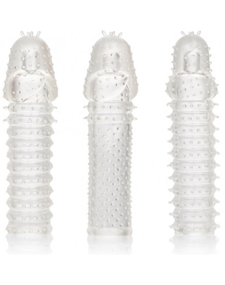 KIT DE 3 EXTENSIONES PARA EL PENE - TRANSPARENTE VIBRASHOP