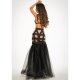 VESTIDO DE TIRAS CON FALDA DE TUL - NEGRO VIBRASHOP