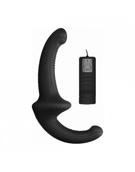 DILDO VIBRADOR CON ARNÉS SIN SUJECCIÓN SILICONA - NEGRO VIBRASHOP