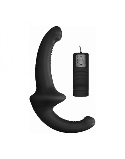 DILDO VIBRADOR CON ARNÉS SIN SUJECCIÓN SILICONA - NEGRO VIBRASHOP