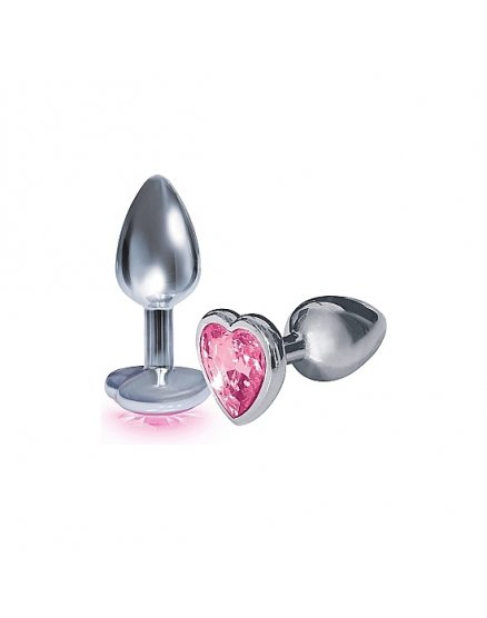 PLUG ACERO INOX CON PERLA CORAZÓN - ROSA VIBRASHOP