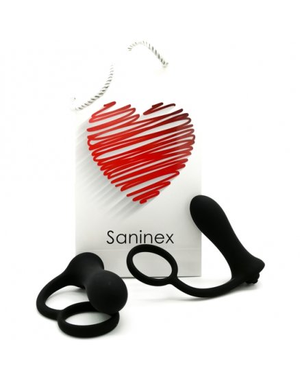 SANINEX BRAVE - PLUG VIBRADOR CON ANILLO - NEGRO VIBRASHOP