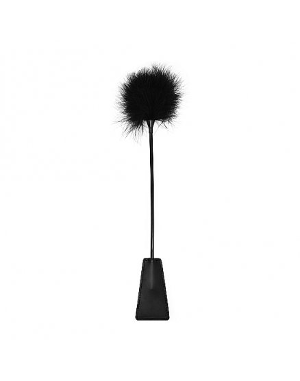 OUCH! FUSTA DE PIEL CON PLUMERO - NEGRO VIBRASHOP