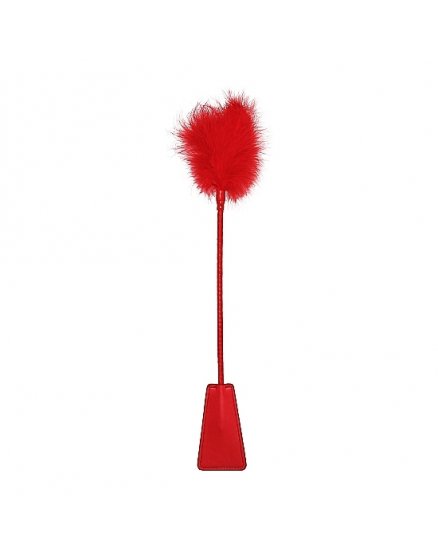 OUCH! FUSTA DE PIEL CON PLUMERO - ROJO VIBRASHOP