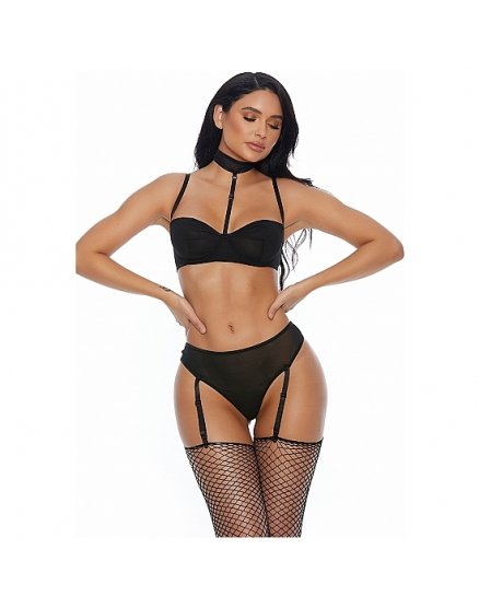 RIGHT SHEER RIGHT NOW CONJUNTO 2 PIEZAS CON LIGUEROS - NEGRO VIBRASHOP