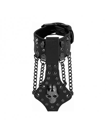 OUCH! SKULLS AND BONES BRAZALETE CON CALAVERAS Y CADENAS - NEGRO VIBRASHOP