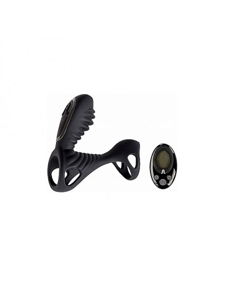 GLADIATOR F ANILLO VIBRADOR CON PLUG Y MANDO A DISTANCIA - NEGRO VIBRASHOP