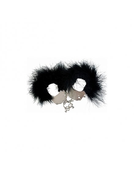 ESPOSAS DE METAL Y PELUCHE - NEGRO VIBRASHOP