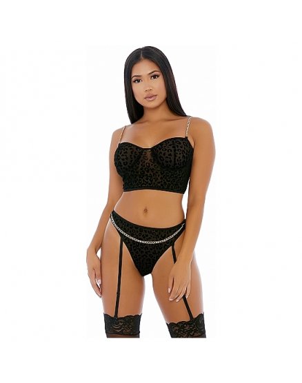 CHAIN ME UP BUSTIER SET NEGRO VIBRASHOP