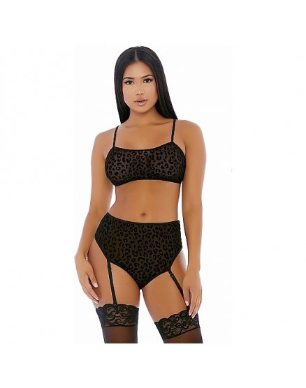 LUSTFUL LEOPARD CAMI LINGERIE SET NEGRO VIBRASHOP