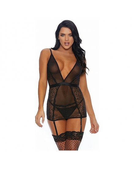 A SHEER THING CONJUNTO CON LIGUERO NEGRO VIBRASHOP