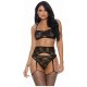 LACE ME DOWN BRA CONJUNTO CON LIGUERO NEGRO VIBRASHOP