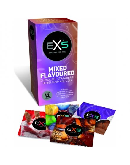 EXS CONDOMS - PRESERVATIVOS SABORES 12 PACK VIBRASHOP