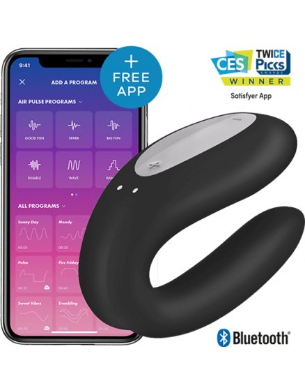 SATISFYER DOUBLE JOY CON APP - NEGRO VIBRASHOP