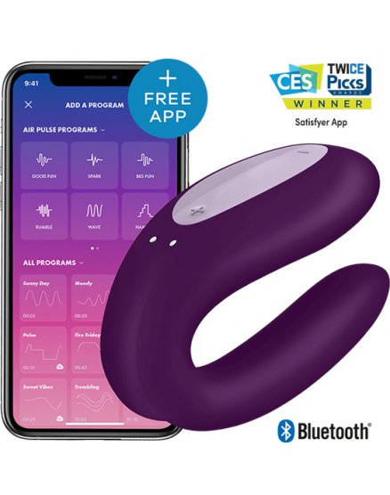 SATISFYER DOUBLE JOY CON APP - MORADO VIBRASHOP
