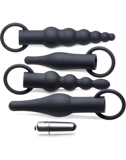 3X PREMIUM RINGED RIMMERS KIT DE ENTRENAMIENTO ANAL - NEGRO VIBRASHOP