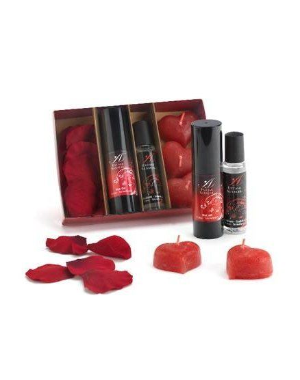 ACEITES KITS PAREJAS COFRE ROJO EXTASE SENSUEL VIBRASHOP