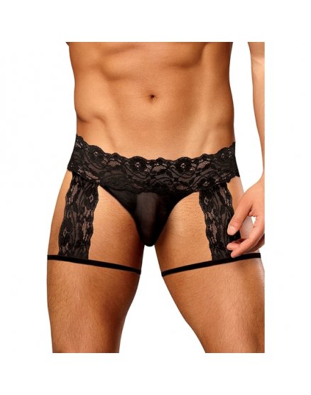 SCANDAL LACE - G-STRING GARTER SHORT - NEGRO VIBRASHOP