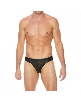 TANGA LISO CON CREMALLERA JOCK - NEGRO/NEGRO VIBRASHOP