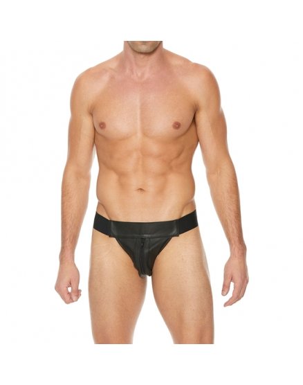 TANGA LISO CON CREMALLERA JOCK - NEGRO/NEGRO VIBRASHOP