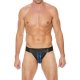 TANGA LISO CON CREMALLERA JOCK - NEGRO/AZUL VIBRASHOP