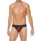 TANGA LISO CON CREMALLERA JOCK- NEGRO/ROJO VIBRASHOP