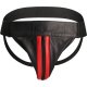 TANGA LISO CON CREMALLERA JOCK- NEGRO/ROJO VIBRASHOP