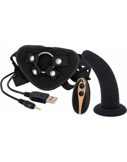 ARNÉS CON DILDO Y VIBRACIÓN 12,5CM - NEGRO VIBRASHOP