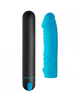 BALA XL CON FUNDA DE SILICONA FORMA PENE - AZUL VIBRASHOP