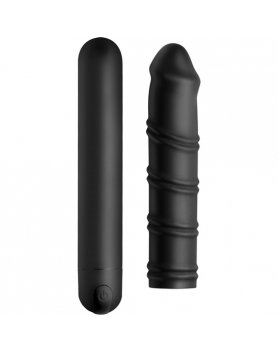 BALA XL CON FUNDA DE SILICONA REMOLINO  - NEGRO VIBRASHOP